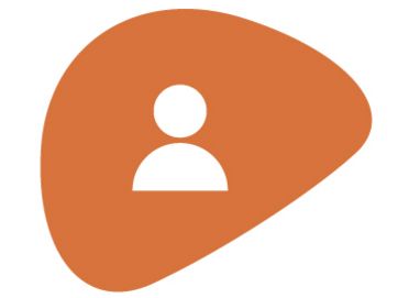 Vor einer organischen orangen Form liegt ein weißes Personensymbol ohne Geschlechtszuordnung